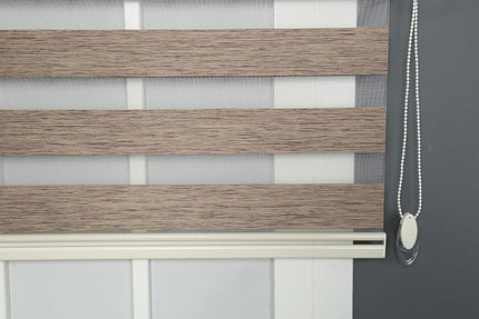 Shadesu Custom Size Zebra Blinds for Windows, 82" W x 72 H, Brown, Dual Layer Free-Stop Zebra Shades, Light Control for Day and Night, Sheer Blinds for Indoor Windows, Bedroom, Kitchen