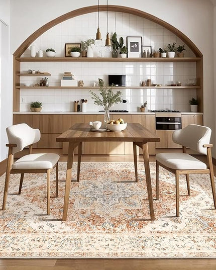 Ciicool 3x5 Rug, Washable Area Rug Boho Rugs for Bedroom Non-Slip Indoor Rugs Large Low-Pile Mat Floor Carpet Vintage Rug for Living Room Office Dinning Foyer Decor