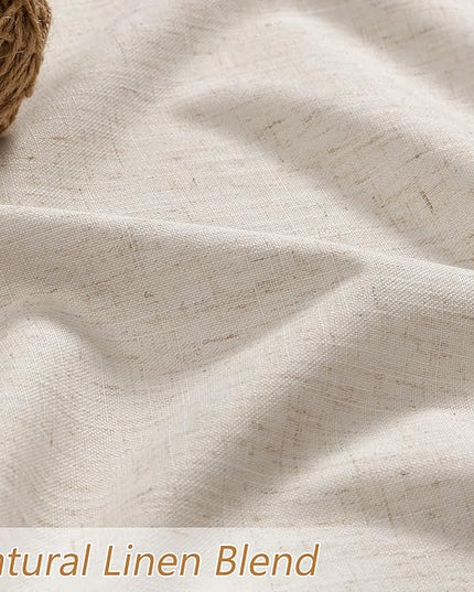 Guken Beige Cream Linen Blackout Curtains 72 Inch Length 2 Panels Set for Living Room Bedroom Back Tab Thermal Insulated 100% Black Out Linen Drapes Room Darkening Window Curtains 72 Inches Long