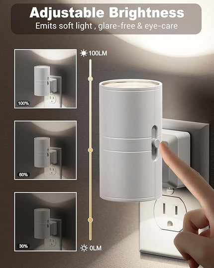 JandCase Night Lights Plug into Wall, Dimmable Night Light Plug in, Modern Night Light Dusk to Dawn Light Sensor, Cool White 5000K, 0-100LM Adjustable Brightness Nightlight for Hallway Bedroom, 2 Pack