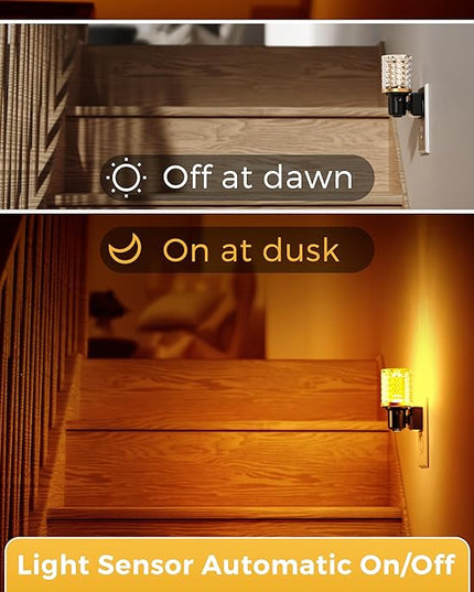 L LOHAS LED Night Light, 2 Pack Dimmable Night Lights Plug into Wall, Automatic Night Lights Plug in with Auto Light Sensor,Adjustable Brightness Amber LED Night Light, for Bedroom Hallway Home Decor