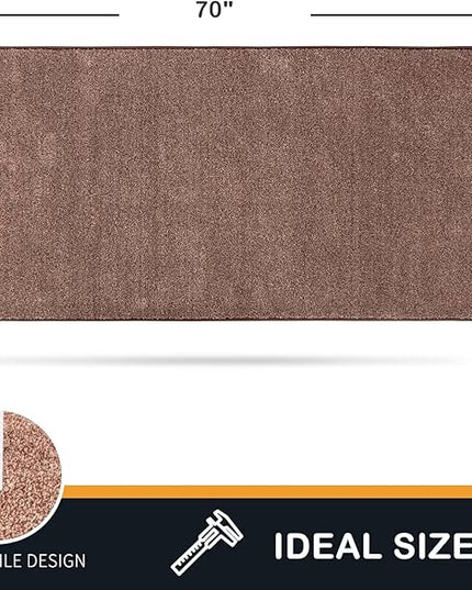 PURRUGS Dirt Trapping Door Mat 31.5" x 70", Non-Slip Machine Washable Entry Rug, Shoe Scraper, Dog Doormat, Super Absorbent Welcome Mat for Front & Back Door, Muddy Shoes & Paws, Brown-Light Cream