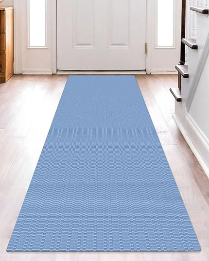 KOZYFLY Washable Runner Rug 2x8 Ft Runners for Hallway Rubber Backed Kitchen Runner Rugs Braided Cotton Entryway Runner Indoor, Carpet Runners for Hallway Entryway Bedroom, Blue