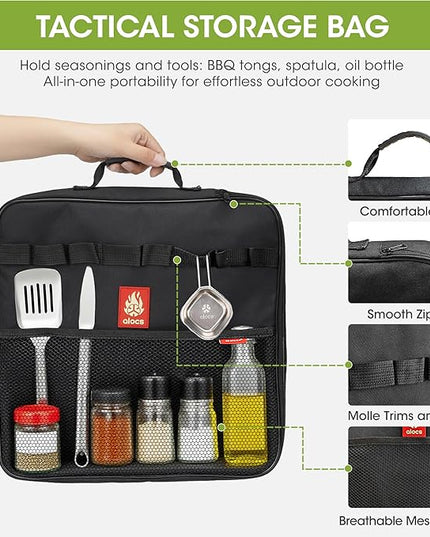 Alocs Korean BBQ Grill Pan with Bag, 12.6'' Cast Aluminum Nonstick Coating, Lightwight 2.2 Pounds, Rectangular Grill Pan for Stove Top, Portable Outdoor Camping BBQ