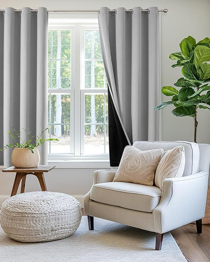 ChrisDowa Custom 100% Blackout Curtains for Bedroom with Black Liner, Double Layers Total Blackout Thermal Insulated Grommet Window Curtains 1 Panel (Custom Size and Color)
