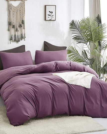 Luxlovery Purple Comforter Set Cal King Pale Mauve Bedding Comforter Set Dusty Purple Modern Elegant Solid Bed Blanket Soft Breathable Lilac Blanket Quilts 3 Piece Bedding Set for Women