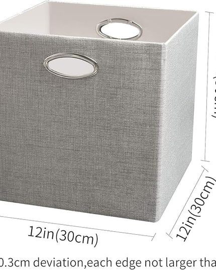 Posprica Storage Cubes, 12×12 Collapsible Storage Basket Bins,Heavy Duty Fabric Containers, 4pcs, Sliver Grey