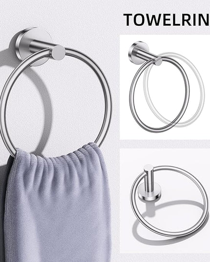 TURS Brushed 5 Piece Bathroom Hardware Set, SUS304 Stainless Steel Bath Towel Bar Set, Bathroom Towel Rack Set Wall Mounted