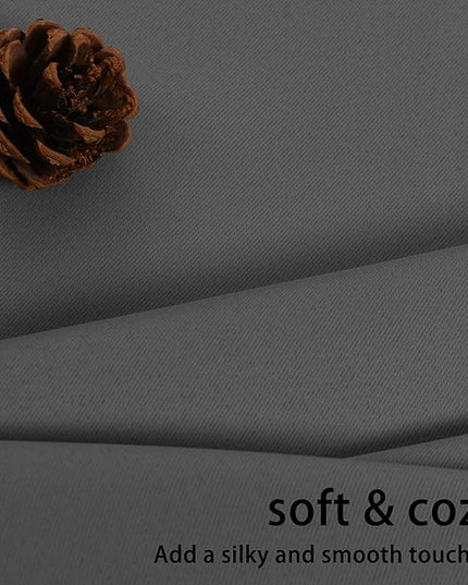 JIUZHEN Blackout Curtains with Tiebacks - Thermal Insulated, Light Blocking and Noise Reducing Grommet Curtain Drapes for Bedroom and Living Room, Set of 2 Panels, Dark Grey, 52 x 63 Inch Length