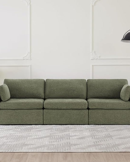 CHITA Oversized Modular Sectional Convertible Fabric Sofa Set, FSC Certified Extra Large Sectional Deep Seat Couch for Living Room, 112 inch Width,3 Seat Modern Modular Sofa, Moss Green
