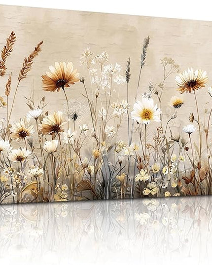 XIGUANGART Large Wall Art for Living Room Floral Wall Decor Wildflowers Pictures Modern Farmhouse Painting Canvas Art Prints Flowers Vintage Artwork For Bedroom Office Framed Home Aesthetics 30"X60"