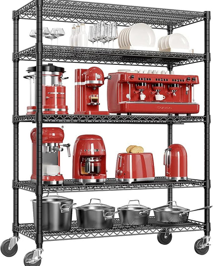 IZEUK Garage Shelving Wide Storage Shelves 5 Tier Metal Shelves 4000 LBS Heavy Duty Adjustable Utility Shelf Rack Black 23.6" D x 53.1" W x 73.6" H