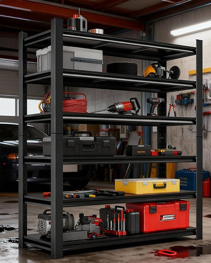 Adjustable 6-Tier Garage Shelving, Heavy Duty Steel Storage Rack, High Load Capacity, Ideal for Garage, Warehouse, or Home Organization (6-Tier 78" H x 40" W x 18" D)