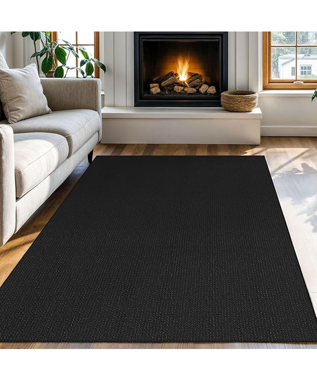 KOZYFLY Washable Area Rug 4x6 ft Non Slip Rubber Backed Living Room Rugs Braided Woven Cotton Kitchen Rugs Indoor Entryway Rug Floor Carpet for Dining Living Room Bedroom, Black/Dark Grey