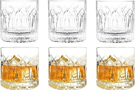 LEMONSODA Premium Double Rock Old Fashioned Whiskey Glasses - Set of 12 Cocktail Glasses for Scotch, Whiskey, Bourbon and Cognac - Vintage Arch Design (12 fl. oz.) (Arch) [2066]