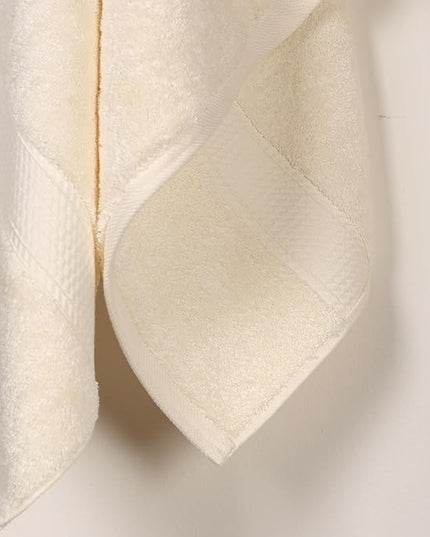 Superior Egyptian Cotton Pile Bath Towel Set of 2, Ultra Soft Luxury Towels, Thick Plush Essentials, Absorbent Heavyweight, Guest Bath, Hotel, Spa, Home Bathroom, Shower Basics, Cream