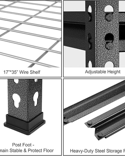 WORKPRO 5-Tier Metal Garage Shelving Unit, 36”W x 18”D x 72”H Storage Shelves, Adjustable Storage Rack Heavy Duty Shelf, 4000 lbs Load Capacity (Total), for Garage, Kitchen, Bathroom, Warehouse
