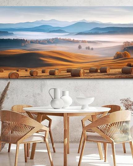 HGUAOA Nature Canvas Wall Art - Mountain Landscape Artwork for Walls - Scenery Wall Art with Forest Painting - Rustic Farmhouse Wall Decor for Living Room, Bedroom and Country Barn Pictures 29×58IN
