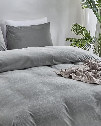 CLOTHKNOW Grey Velvet California King Comforter Set Fluffy Bedding Comforter Sets Soft Gray Comforter Grey Comforter