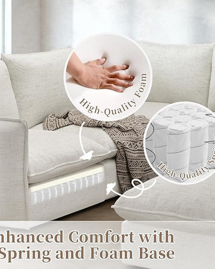 Waterproof Cloud Sectional Couches for Living Room,High Backrest Down Filled Couch,6 Seater Oversized Modular U-Shaped Sofas with Chaise,Detachable Sofa Covers,Cream White