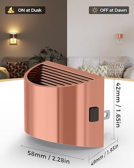 DORESshop LED Night Light[2 Pack], Night Lights Plug into Wall, 3 Level Brightness Adjustable Plug in Night Light, Dusk to Dawn Sensor Nightlights for Adults,Bedroom,Bathroom,Hallway,3000K Rose Gold