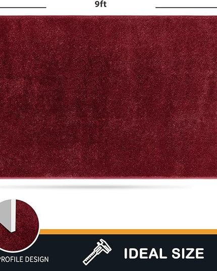 PURRUGS Easy Care Area Rug 6ft x 9ft, Non-Slip Washable Entryway Rug, Stain Resistant Accent Rug for Hallway, Living Room, Bedroom and Mudroom, Burgundy Red