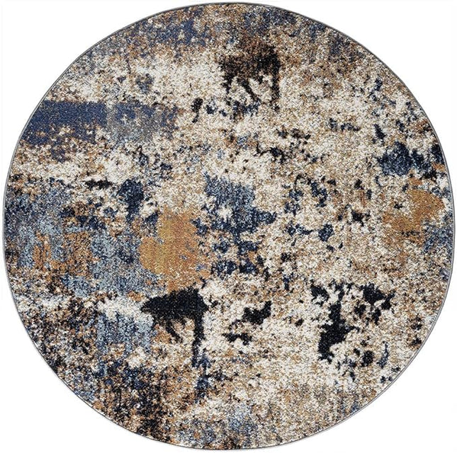 Keen Home Design Area Rugs - 8ft Round Non-Shedding, Abstract Rugs for Kitchen, Living Room, Bedroom, Dining Room, Entryway - Size: 7'10" Round, Multi