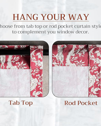 Maison d' Hermine Curtains for Living Room 100% Cotton 84 inch Length Two Panels Light Filtering Toile Curtains for Bedroom Windows with Rod and Loop Pockets Drapes (Joli Jouy Red, 50" W x 84" L)