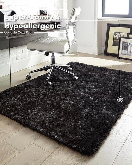 Ophanie 4x6 Charcoal Rugs for Bedroom, Fluffy Shaggy Soft Area Rug, Non-Slip Indoor Floor Carpet for Living Room, Kids Boys Teen Dorm Home Decor Aesthetic, Nursery