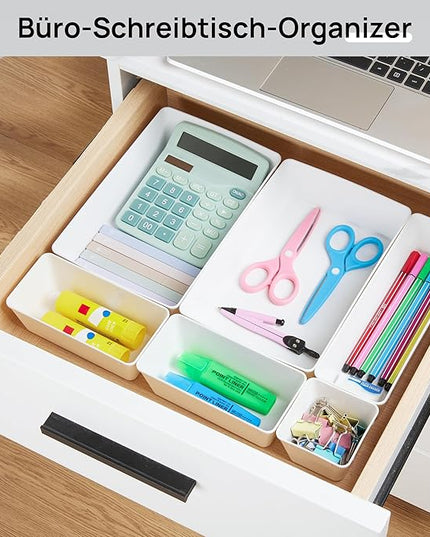 Vtopmart 25 PCS Plastic Drawer Organizers Set, 4-Size Versatile Bathroom and Vanity Drawer Organizer Trays, Storage Bins for Makeup, Bedroom, Kitchen Gadgets Utensils and Office