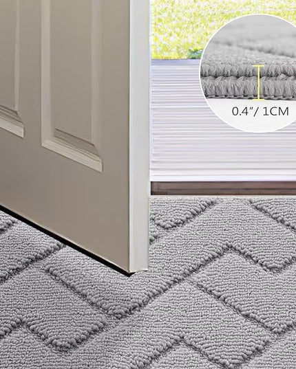 hicorfe Front Door Mat Outside Entrance,32"x40" Absorbent Muddy Dirt Resist Welcome Door Mats Outdoor Indoor,Stain and Fade Resistant,Non Slip Backing Entry Mat Doormat for Entryway(Light Grey)