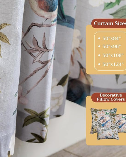 Maison d' Hermine Curtains for Living Room 100% Cotton 96 inch Length One Panel Light Filtering Curtains for Bedroom Windows with Rod and Loop Pockets Drapes (Hokuzai Green, 50" W x 96" L)