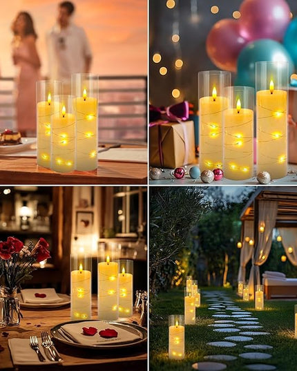 24 Pack Christmas Decoration Flickering Flameless Candles,Battery Operated Candles,LED String Lights LED Candles for New Year, Home Decor, Parties,Wedding(D2.2 xH 5" 6" 7") (Ivory)