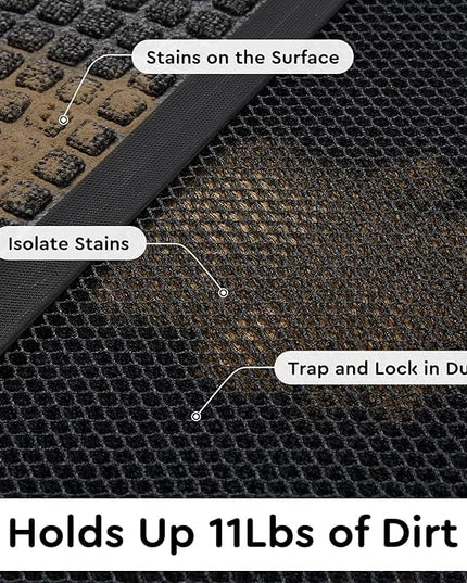 tchdio Front Door Mat Outside Entrance, Dirt Trapper 17"x29" Doormat-Entrance Welcome Matt Durable, Heavy Duty Entry Mat Non Slip Rubber Mats for Outside Stain Resist Door Mats for Entryway Black