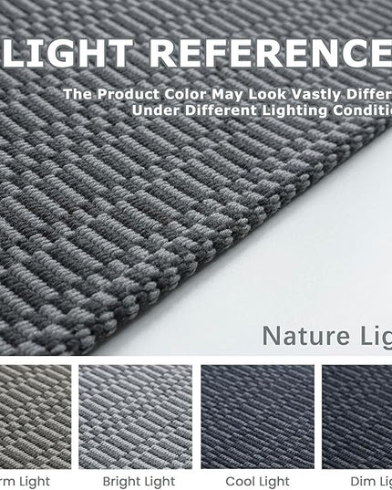 KOZYFLY Washable Area Rug for Living Room 6x9 Ft Bedroom Rug with Runner Backing Braided Cotton Dining Room Rug, Large Floor Carpet for Living Room Dining Room, Grey/Charcoal Grey