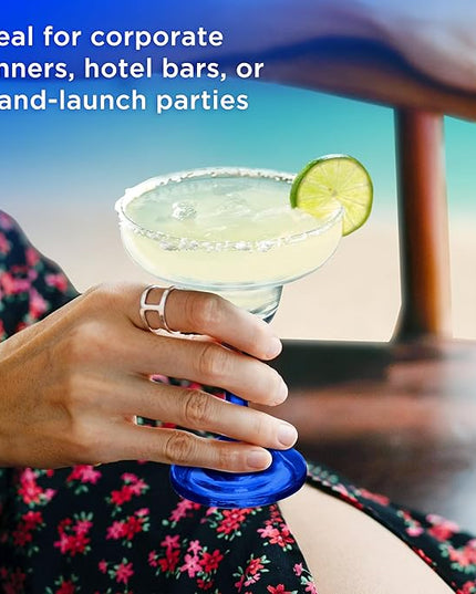 DISCOUNT PROMOS 10 Margarita Glasses Set, 9 oz. - Classic, Smooth, Barware, Glassware - Blue