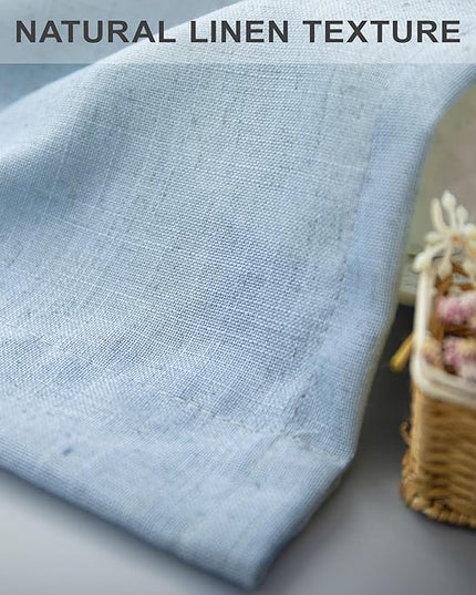 Pitalk Light Blue Curtains 84 Inch Length for Living Room Dining 2 Panel Back Tab Pocket Pleated Semi-Sheer Linen Coastal Drapes Pale Blue Curtain for Nursery Boy Bedroom Baby Pastel Blue 52x84 Long