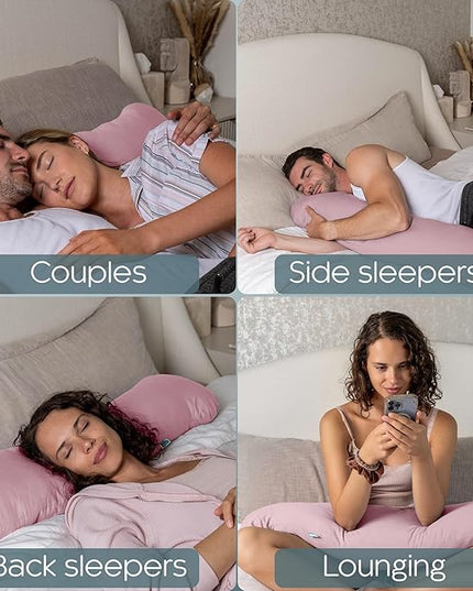 Weighted Body Pillow 8lbs - Weighted Pillow for Deeper Sleep (48" x 14") - Cooling Body Pillows for Adults, Side Sleeper Body Pillows with Cover (X-Large/Blossom)