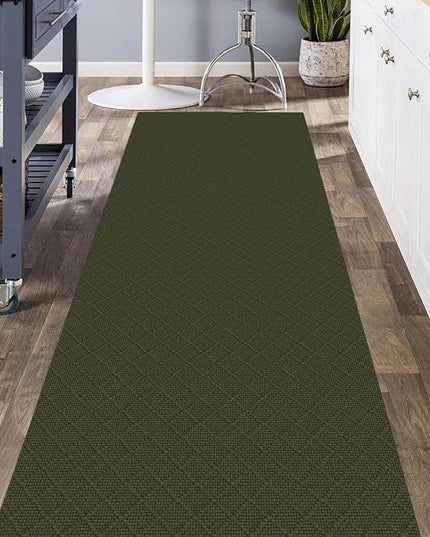 KOZYFLY Runner Rug 3x8 Ft Washable Runners for Hallways Non Slip Rubber Backed Kitchen Runners, Braided Cotton Entryway Runner Indoor, Floor Carpet for Hallway Kitchen Entryway, Dark Green