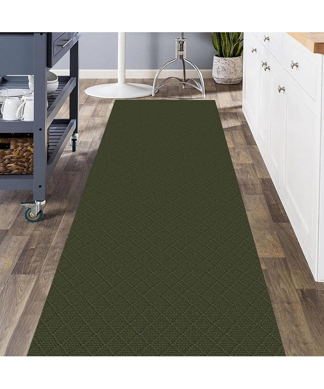KOZYFLY Runner Rug 3x8 Ft Washable Runners for Hallways Non Slip Rubber Backed Kitchen Runners, Braided Cotton Entryway Runner Indoor, Floor Carpet for Hallway Kitchen Entryway, Dark Green