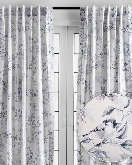 Maison d' Hermine Curtains for Living Room 100% Cotton 108 inch Length Two Panels Light Filtering Curtains for Bedroom Windows with Rod and Loop Pockets Drapes (Equinoxe Blue, 50" W x 108" L)