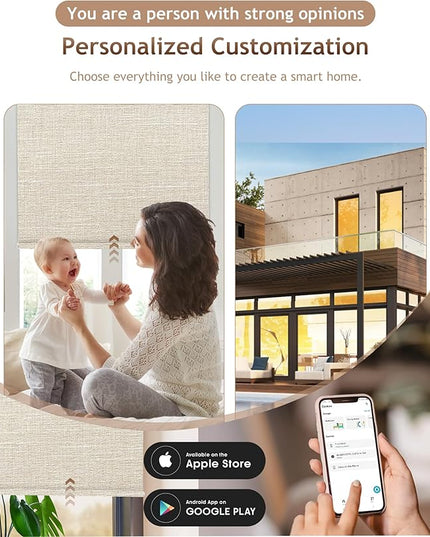 Kincmo Motorized Blinds with Remote,100% Blackout Motorized Roller Shades Work with Apple Homekit,Alexa,Google, Custom Electric Blinds with App,Voice Control (Aurora Beige)
