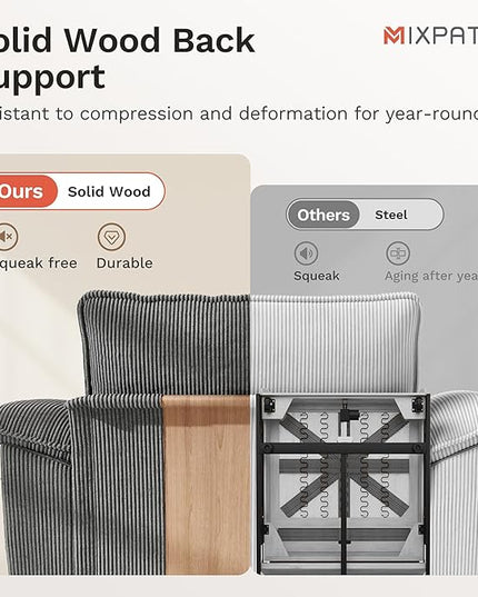 87" L-Shaped Sectional Sofa, Modular Cloud Couch with an Ottoman, Deep Seating, Removable Arms, Soft Corduroy Upholstery for Living Room, Apartment, Gray