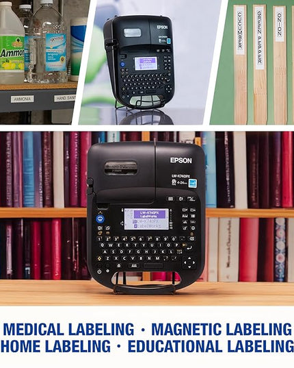 LABELWORKS Epson LW-K740PX Industrial Handheld Label Maker for Office Home & Healthcare – Custom Durable Identification and Organization Labels - Full Kit