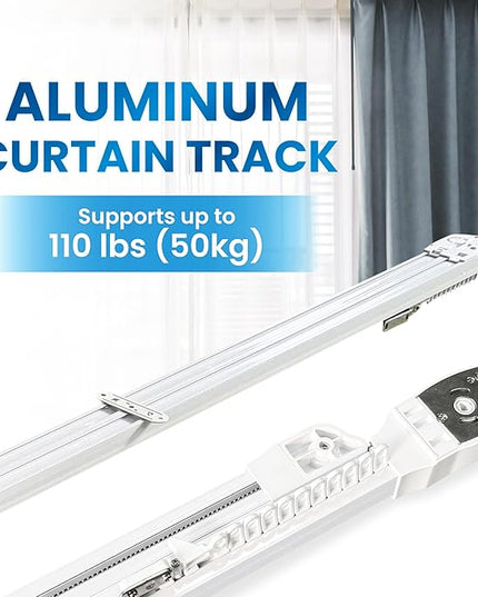 Osprey Smart Curtain Track, Single-Piece Motorized Rod, Adjustable Length, Quiet Heavy-Duty Motor, Remote & App Control, Compatible with Alexa & Google Assistant, Ceiling or Wall Mounted