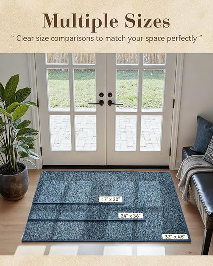 MontVoo Door Mat Indoor Entrance Doormat, Absorbent Durable Rubber Non Slip Front Door Mat for Inside Entry Entryway Dirt Trapper Welcome Mat, Navy Blue 24''x36''