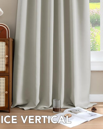 H.VERSAILTEX Blackout Curtains Thermal Insulated Window Treatment Panels Room Darkening Blackout Drapes for Living Room Back Tab/Rod Pocket Bedroom Draperies (2 Panels, Pale Oak, 52 x 72 Inch)