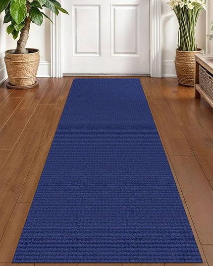 KOZYFLY Runners for Hallways 2x6 ft Washable Kitchen Runner Non Slip Rubber Backed Hall Runners Cotton Entryway Runner Rugs Floor Carpet for Indoor Backdoor Bedroom Kitchen, Royal Blue/Navy