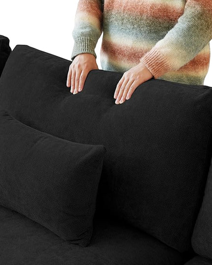 WJShome Modern Middle Module Couch for Living Room, Cushion Covers Removable, Minimalist Comfy Breathable Sofa,Black