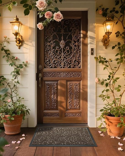 Yimobra Door Mat Outside Entrance 29.5x17, Waterproof Sturdy Outdoor Mats for Front Door, Heavy Duty Non-Slip Doormat for Garage Patio Entryway Indoor, Easy Clean, Brown